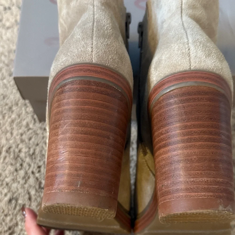 Crown Vintage Beige Suede Heeled Boots - Picture 5 of 6